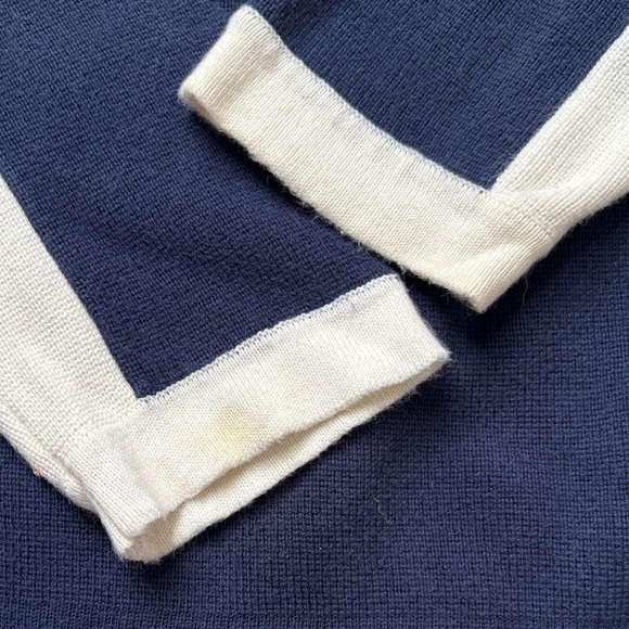 Talbots Boys Navy, Orange, and Cream Crewneck Sweater - Picture 5 of 6